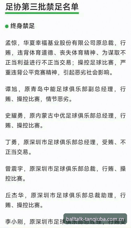 资深用户分享：足协第三批禁足名单震动中国足坛，65人遭重罚背后的行业反思
